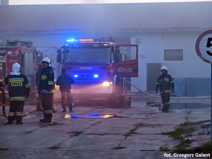 Pożar hali magazynowej w Białogardzie