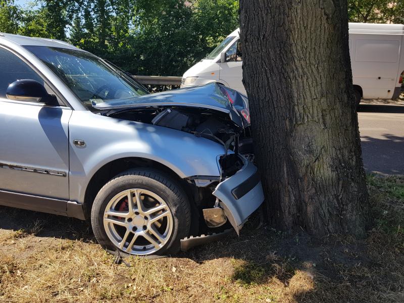 Volkswagen passat uderzył w drzewo. 