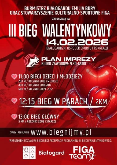 Walentynki na sportowo. III Białogardzki Bieg Walentynkowy 