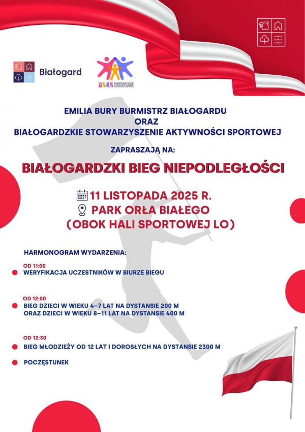 Białogardzki Bieg Niepodległości 2025 – sportowe świętowanie 11 listopada.